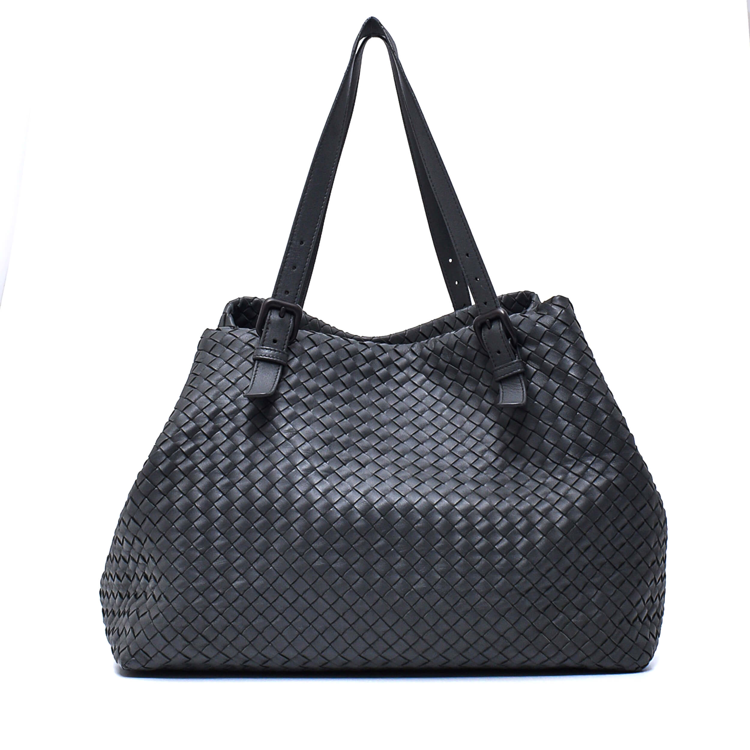 Bottega Veneta- Grey Intrecciato Leather Cesta Large Tote Bag